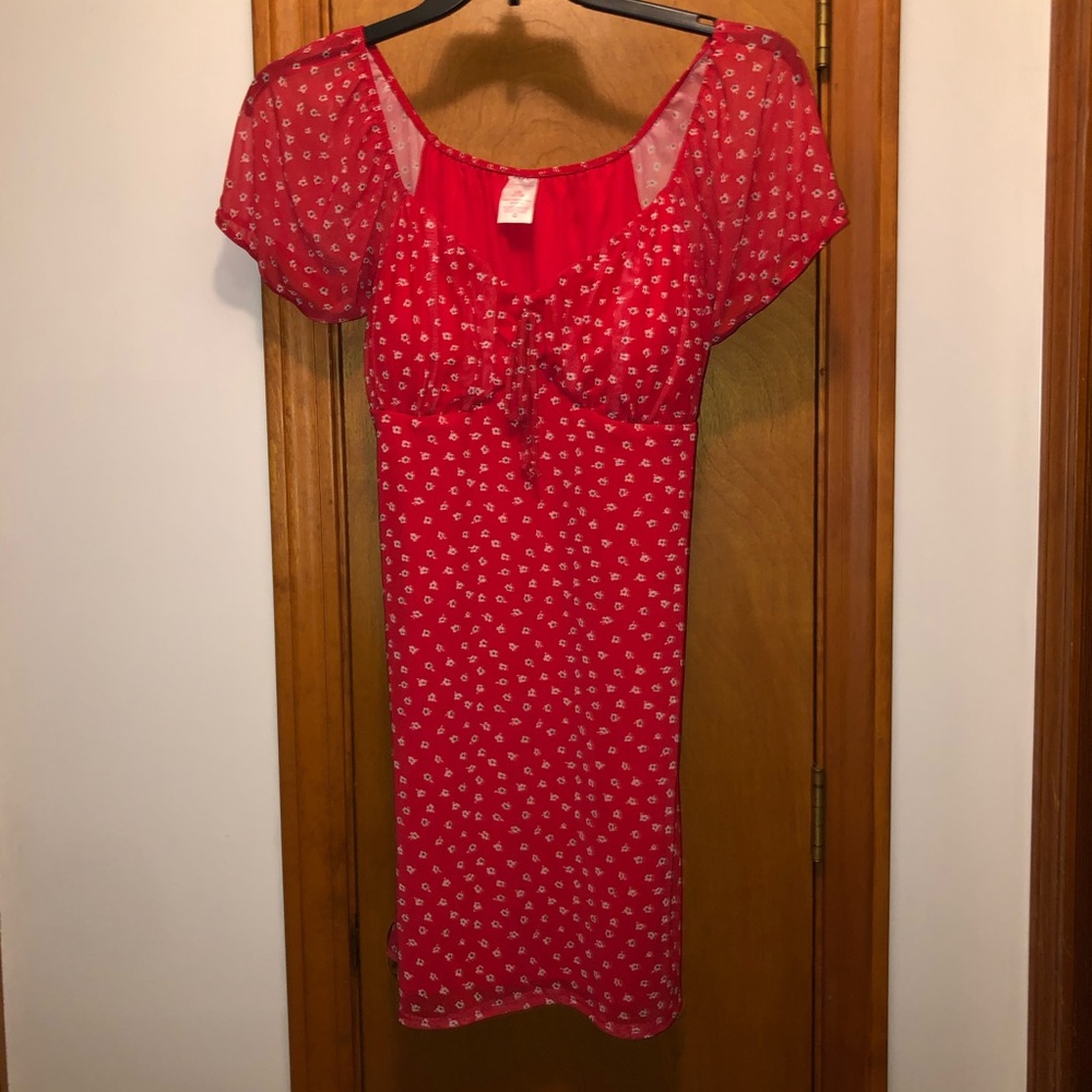 Red patterned dress